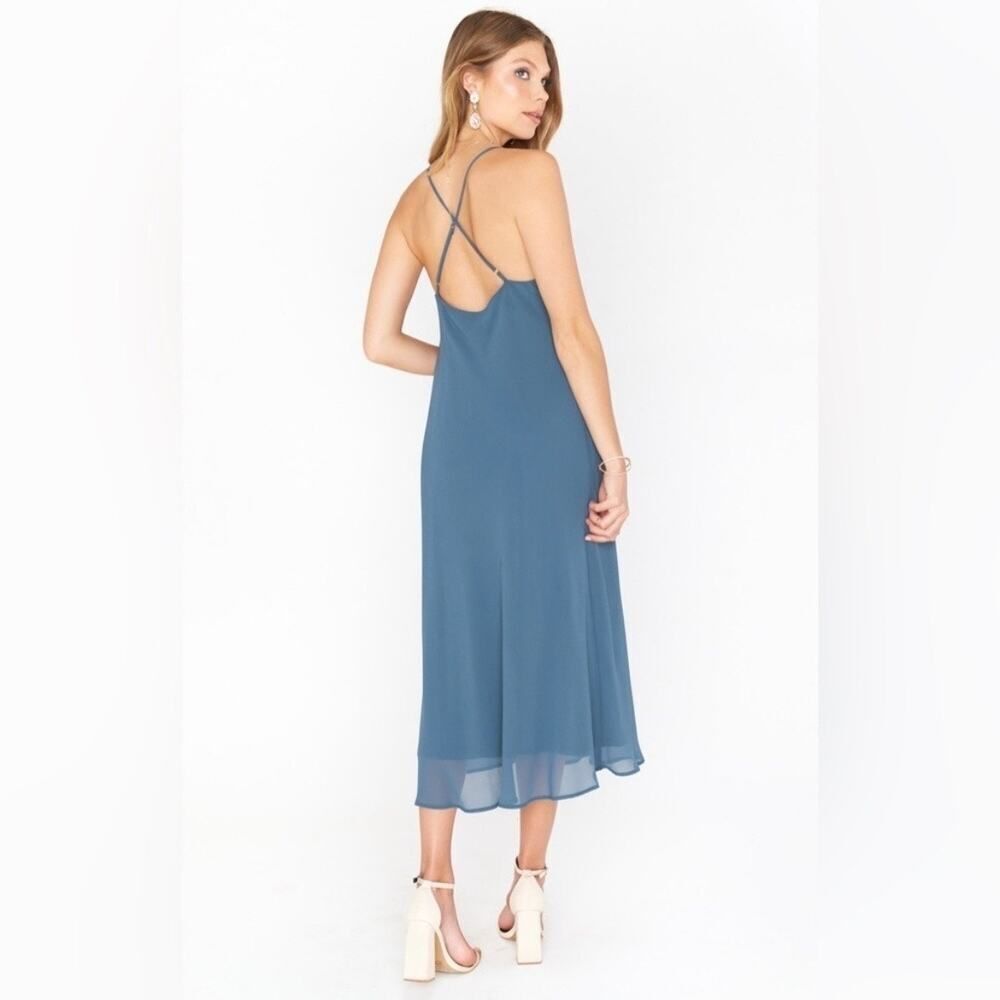 Show Me Your MuMu Slate Blue Slip Midi Dress - Picture 6 of 10